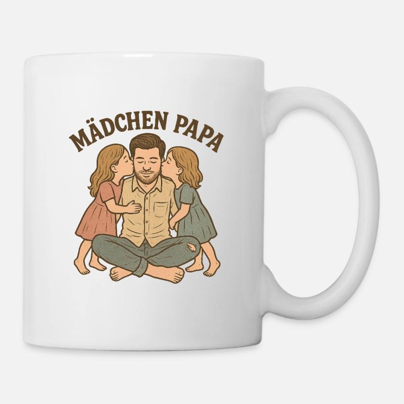 Vaterliebe mit zwei Töchtern - Tasse - Weiß