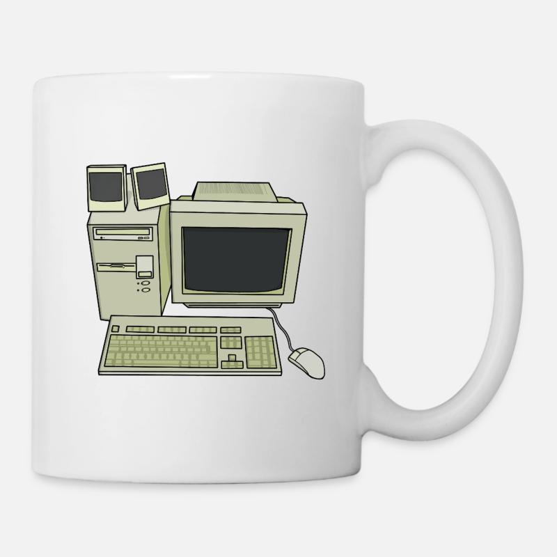 Retro Computer Desk Einrichtung - Tasse - Weiß