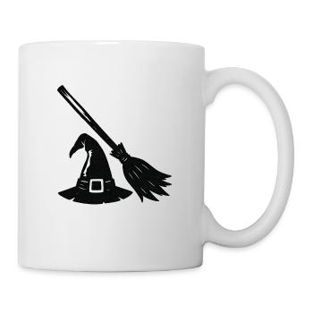 Hexenhut und Besen Silhouette - Tasse - Weiß - Rechts