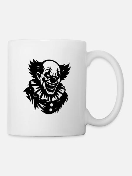 Schwarz-Weiß Clown Grimassen - Tasse - Weiß