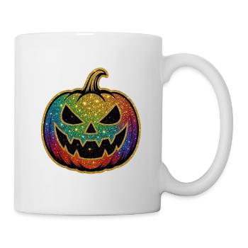 Regenbogen Glitzer Kürbis - Tasse - Weiß - Rechts