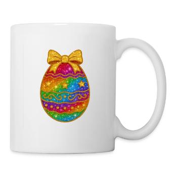 Rainbow Glitter Egg with Bow - Mug - white - Right
