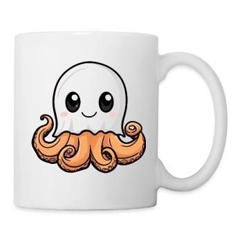 Pieuvre Halloween fantôme - Mug blanc - blanc - Droite