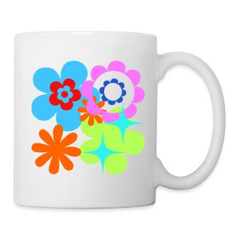 Kunterbunte Blüten und Sterne Psychedelische Flora - Tasse - Weiß - Rechts
