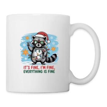 Christmas mystical raccoon with string lights - Mug - white - Right