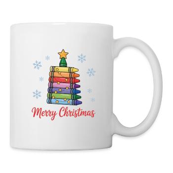 Christmas tree of crayons with stars - Mug - white - Right