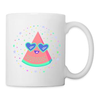 Lunettes en forme de cœur en melon style rétro des années 80 Kawaii - Mug blanc - blanc - Droite