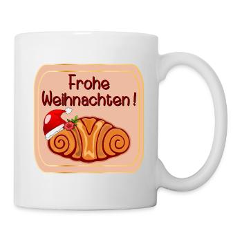 Frohe Weihnachten Hamburg Franzbrötchen - Tasse - Weiß - Rechts