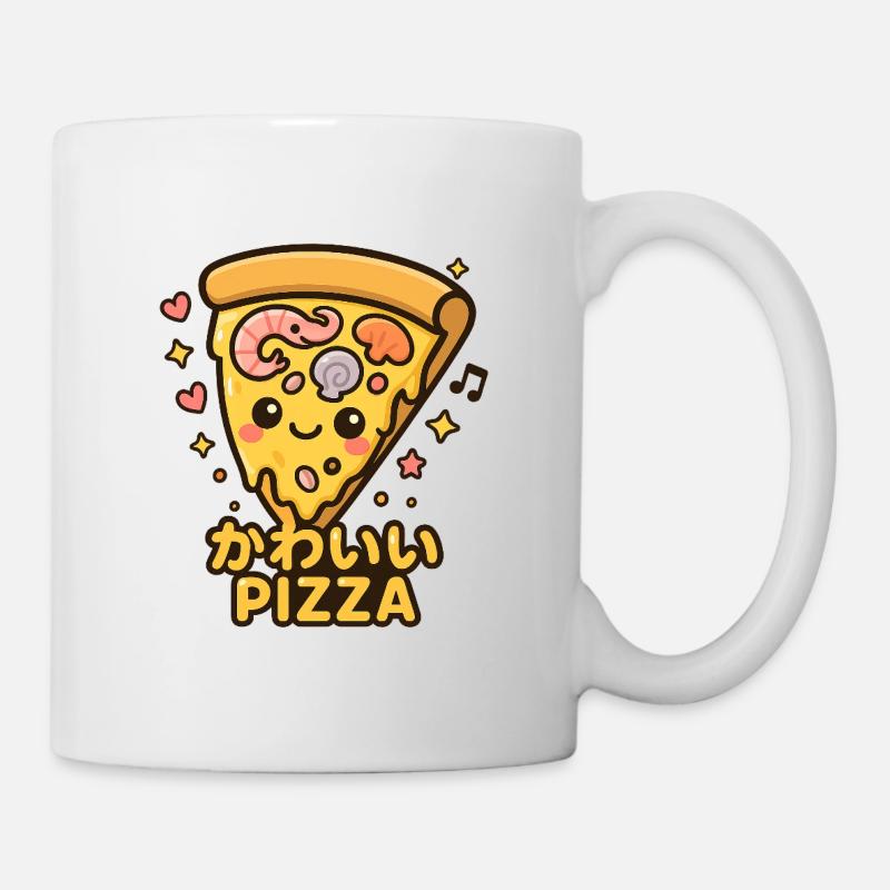 Kawaii Pizza Slice Cartoon - Mug - white