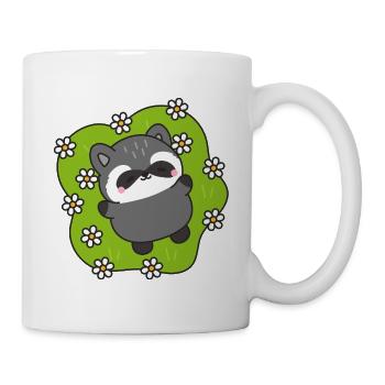 Waschbär-Freude unter den Blumen - Tasse - Weiß - Rechts