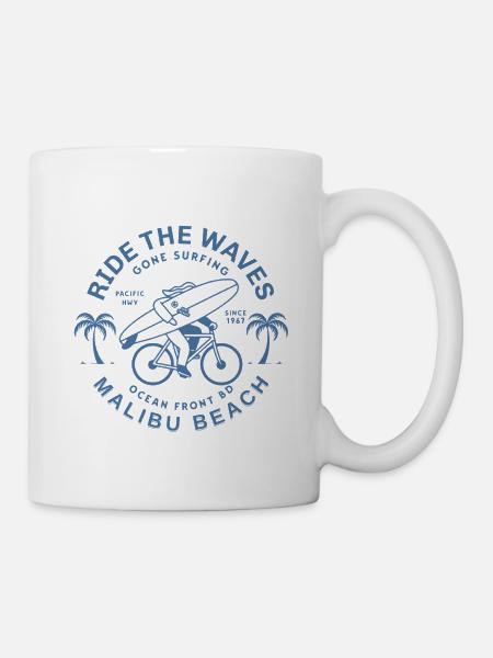 Vintage-Malibu-Surf-Abzeichen - Tasse - Weiß