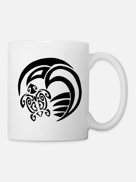 Tortue noire et océan - Mug blanc - blanc