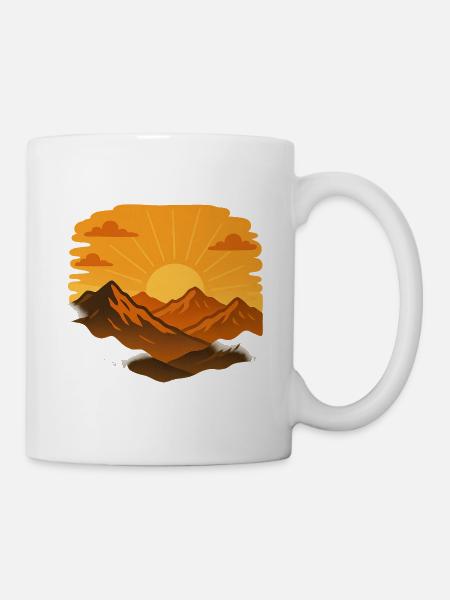 Sonnenuntergang über den Bergen - Tasse - Weiß