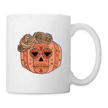Floral Sugar Skull Pumpkin Face - Mug - white - Right