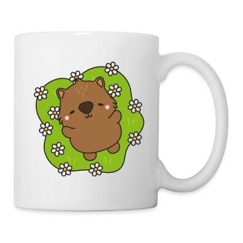 Niedlicher Biber mit floralem Herz - Tasse - Weiß - Rechts