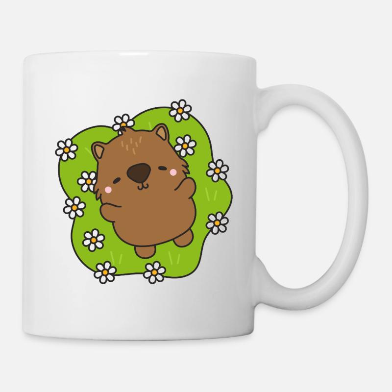 Cute beaver with a floral heart - Mug - white