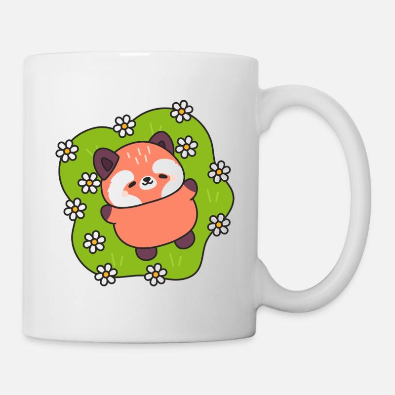 Glücklicher Panda auf Daisy Meadow - Tasse - Weiß