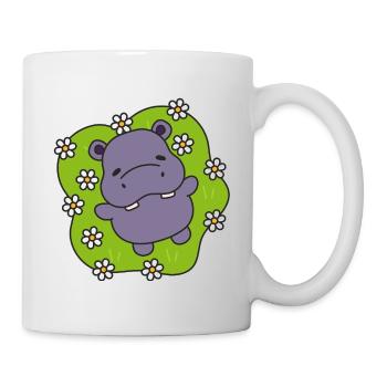 Purple Hippo on Flowering Grass - Mug - white - Right