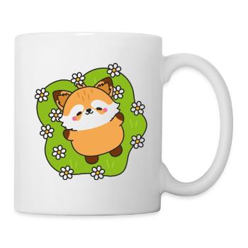 Renarde joyeuse et marguerites - Mug blanc - blanc - Droite