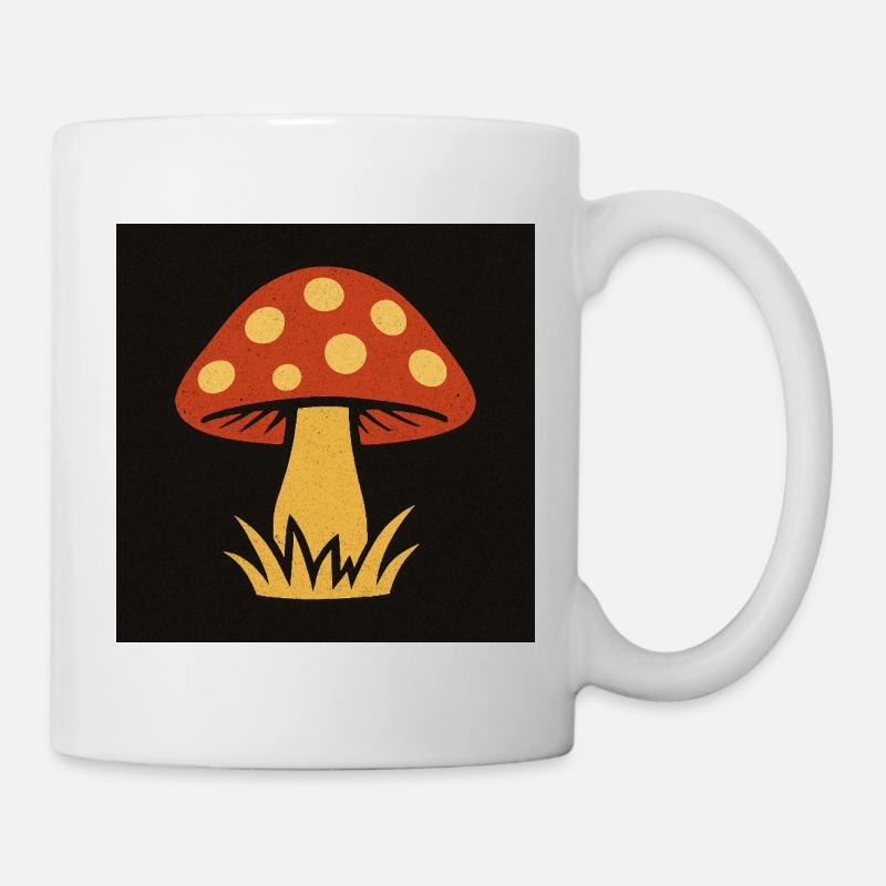 Champignon chapeau rouge dans un style rétro - Mug blanc - blanc