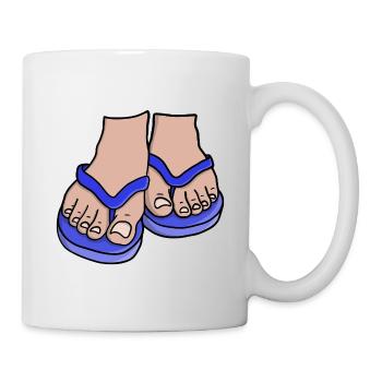 Blaue Flip Flop Füße - Tasse - Weiß - Rechts