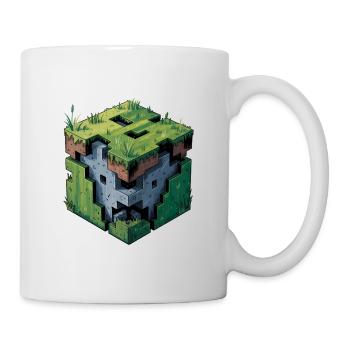 Dirt Block – Cooles Low-Poly-Logo - Tasse - Weiß - Rechts