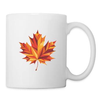 Herbstblatt - Cooles Low-Poly-Logo - Tasse - Weiß - Rechts