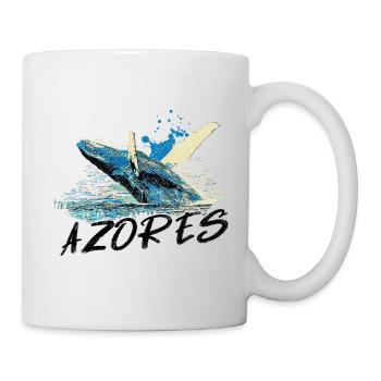 Blaue abstrakte Welle mit Buckelwal - Tasse - Weiß - Rechts