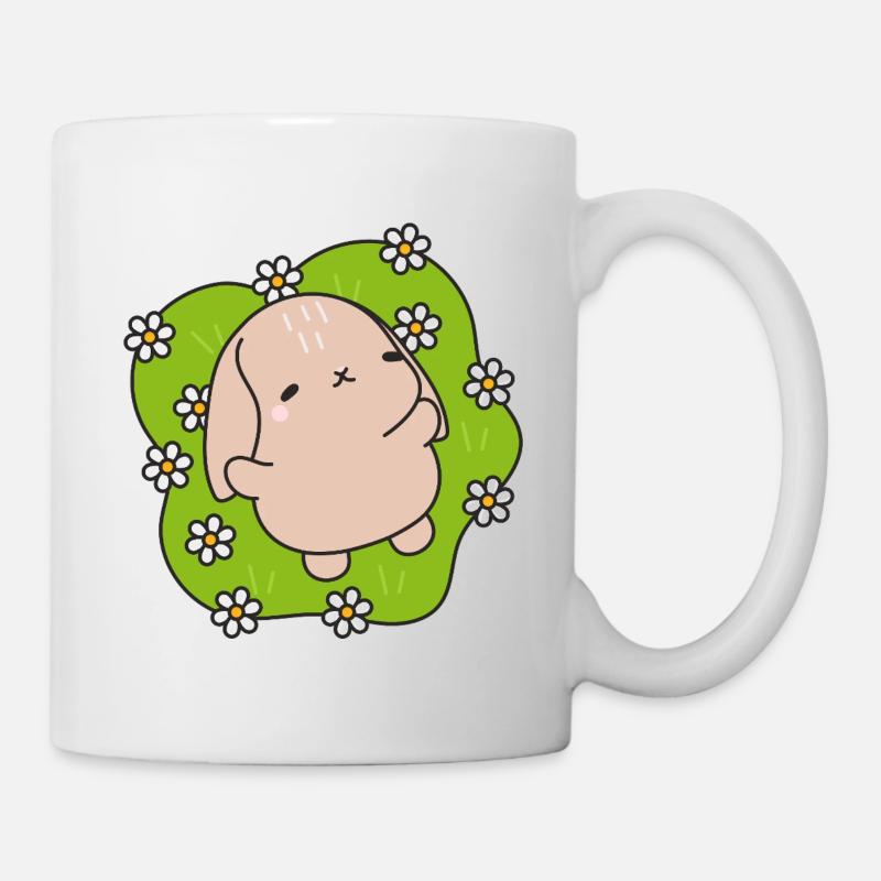 Kawaii Kaninchen unter Gänseblümchen - Tasse - Weiß