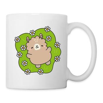 Glücklicher Bär im Blumengarten - Tasse - Weiß - Rechts