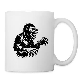 Silhouette de loup-garou noir et blanc - Mug blanc - blanc - Droite
