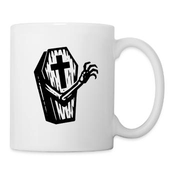 Cercueil d’Halloween | Cercueil croisé avec main en os - Mug blanc - blanc - Droite