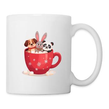 Trio de chocolats chauds – Mignons animaux des Fêtes - Mug blanc - blanc - Droite