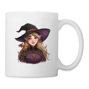 Sorcière fantastique avec un dragon sur son épaule - Mug blanc - blanc - Droite