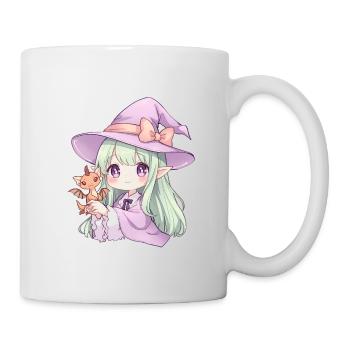 Kawaii Anime Hexe mit Drachen - Tasse - Weiß - Rechts
