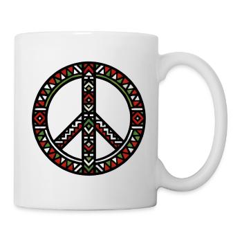 Peace in Palestine Geometric Tribal Green Red - Mug - white - Right