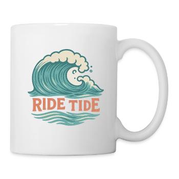Ride Tide – Surf Wave Design - Mug - white - Right
