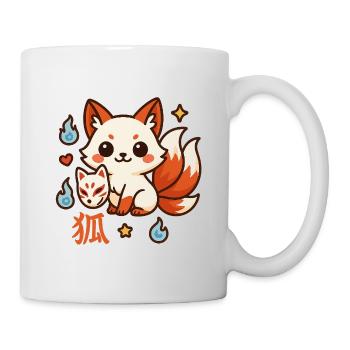 Kitsune Fire Friend Cartoon - Mug - white - Right