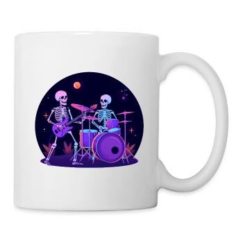 Neon Skelett Band Jam – Halloween Rock - Tasse - Weiß - Rechts