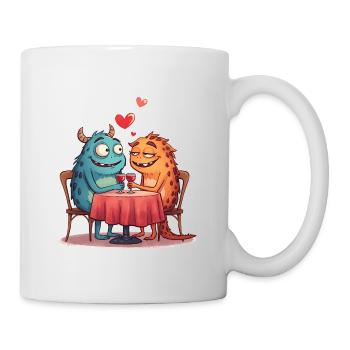 Cartoon Monster Date – Scary Halloween Couple - Mug - white - Right
