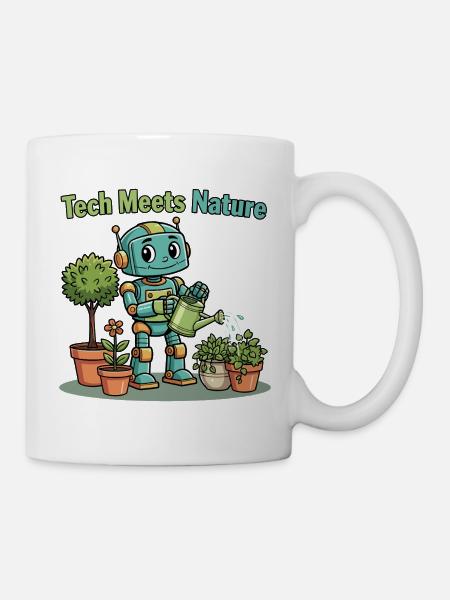Tech trifft Natur Robotergärtner - Tasse - Weiß