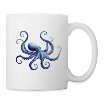 Majestätischer Oktopus, blau und lila - Tasse - Weiß - Rechts