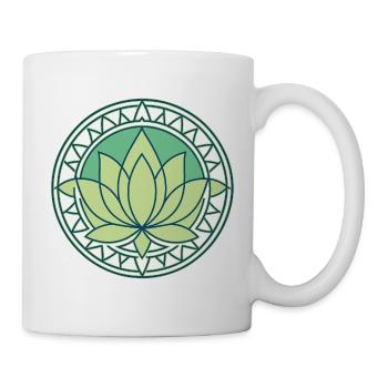 Zen Green Lotus Mandala - Tasse - Weiß - Rechts