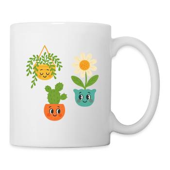 Fröhliche Topfpflanzen Trio - Tasse - Weiß - Rechts