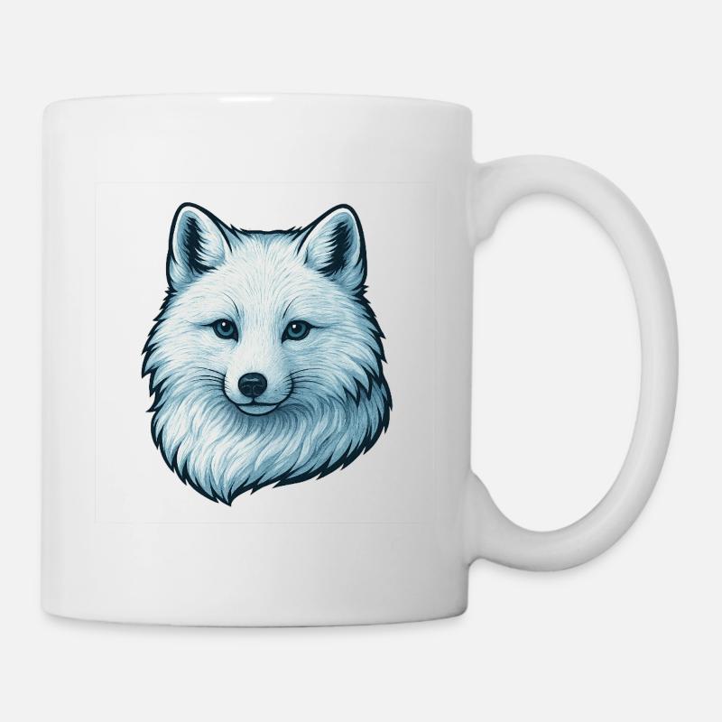Blaues Wolfsgesicht Illustration - Tasse - Weiß