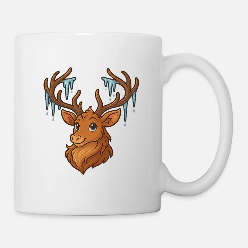 Cerf d’hiver avec glaçons - Mug blanc - blanc
