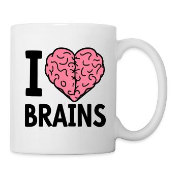 I Love Brains Zombie Spruch - Tasse - Weiß - Rechts