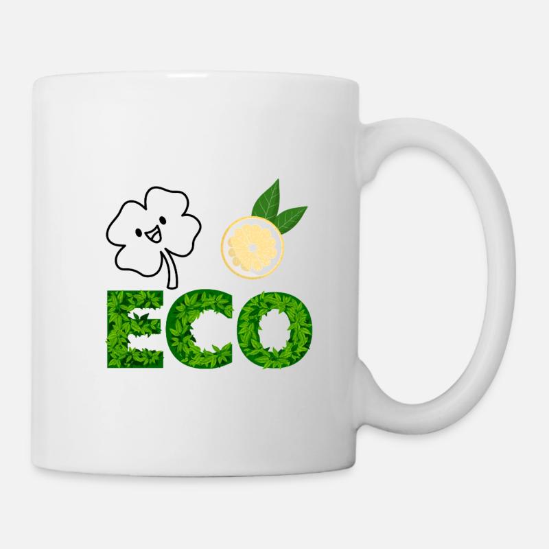 Öko Blatt Buchstaben mit Zitronenscheibe - Tasse - Weiß