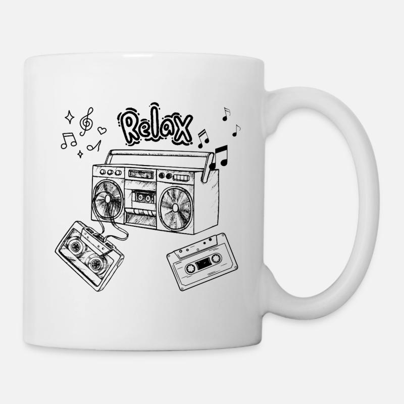 Retro Boombox Cassette Tee - Mug - white