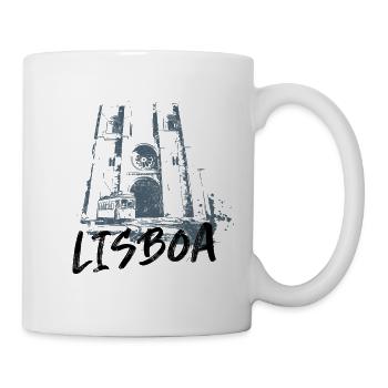 Kathedrale von Lissabon Monochromes Illustrationsdesign - Tasse - Weiß - Rechts